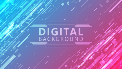 Digital technology banner. Glitch error effect. Vector background