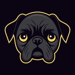 Pug face logo. Dog head. Mascot design. Cartoon character