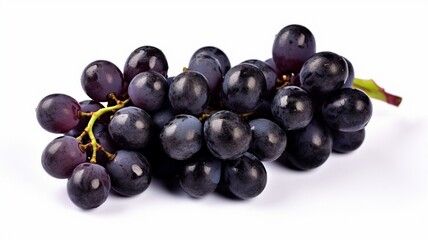 dark blue grape with leaves isolated on white background black grape with leaves on white background
