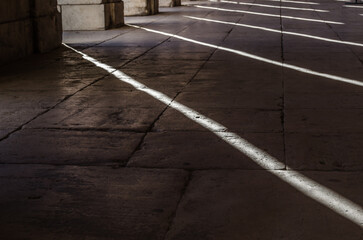 Architectural detail, columns and light shadow effect