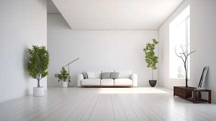 Fototapeta na wymiar Photo white modern minimalist interior Generative AI