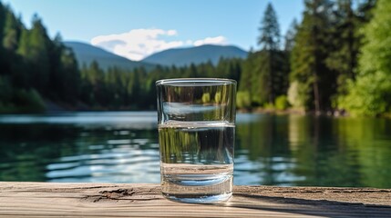 Pure water in glass while someone drinks Generative AI - obrazy, fototapety, plakaty