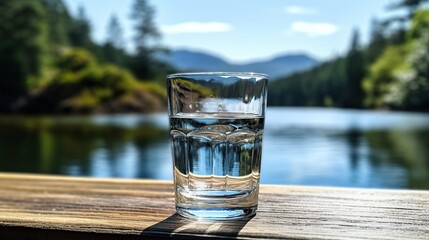 Pure water in glass while someone drinks Generative AI - obrazy, fototapety, plakaty
