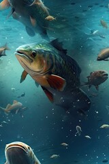 Obraz premium Fish in aquarium. AI generated art illustration.