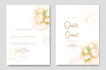 wedding invitation card with floral flowers watercolor
