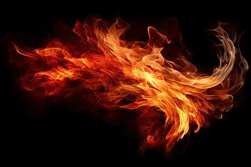 Fire flames on black. AI generated art illustration.