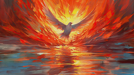 Holy Spirit, Pentecost, christian background, generative ai - obrazy, fototapety, plakaty