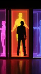 Silhouette of a person. AI generated art illustration.