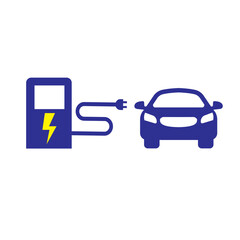 Electric vehicle charging station on white Vector Image