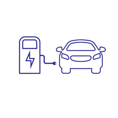 Electric vehicle charging station on white Vector Image
