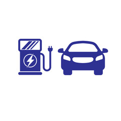 Electric vehicle charging station on white Vector Image