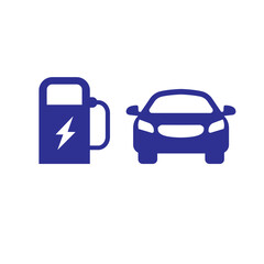 Electric vehicle charging station on white Vector Image