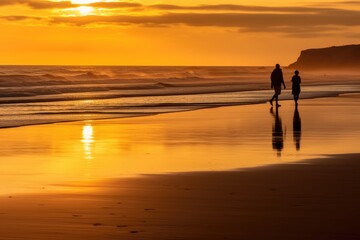 Fototapeta na wymiar The tranquility and beauty of a serene beach at sunset. Generative AI
