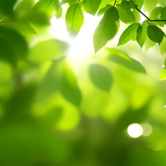 Fototapeta na wymiar 緑の葉と光　Generative AI