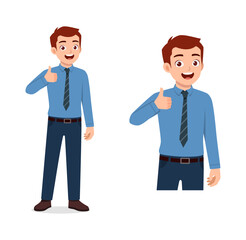 man feeling happy and show thumb up pose