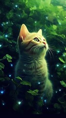 Close up of a fish in a pond. AI generated art illustration.