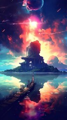 Obraz premium Earth in space. AI generated art illustration.