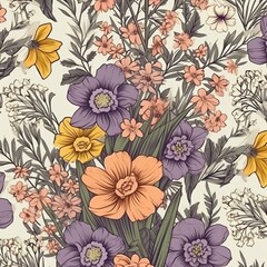 seamless floral background, seamless floral pattern, generative ai