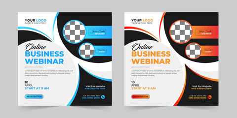 Editable business live webinar conference square social media post and digital marketing promotion advertising banner design template.