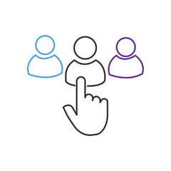 Recruitment icon. Staff selection symbol. Vector linear icon.