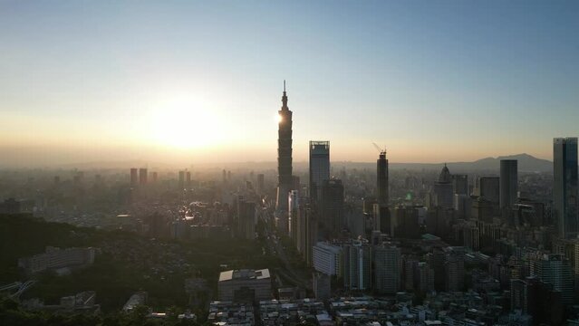 Sunset over the city.