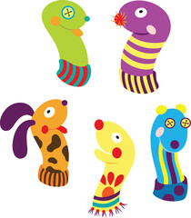 set of funny cartoon monsters sock