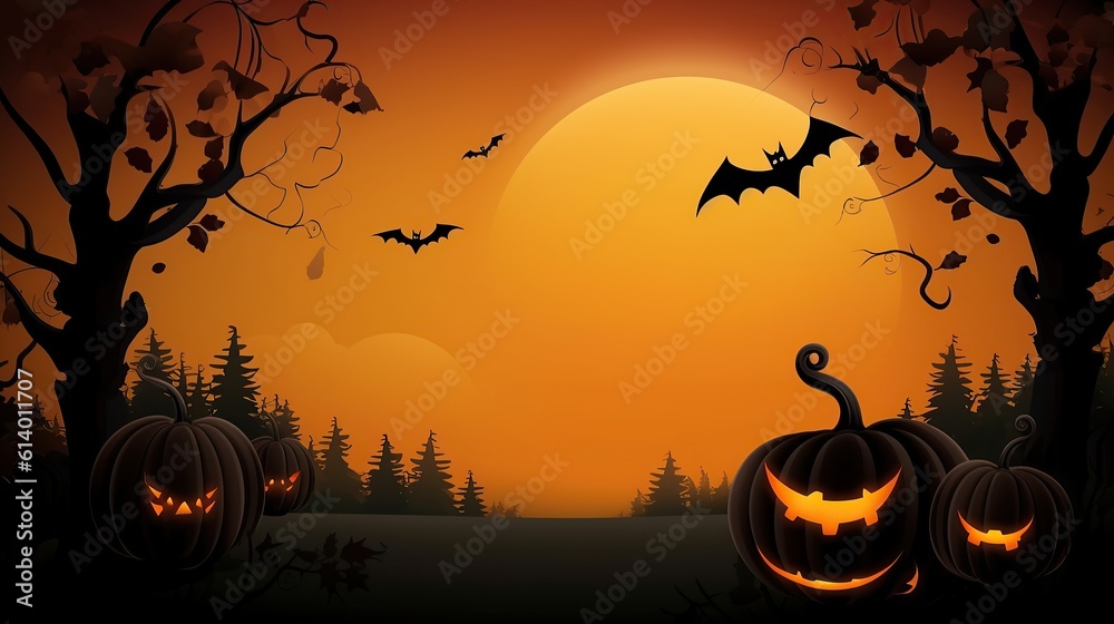 Wall mural pagan halloween card background with speech bubble generative ai