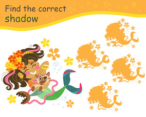Find the correct shadow mermaid with a cat vector