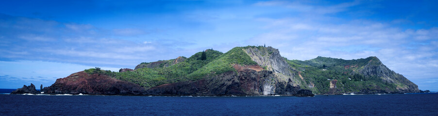 Pitcairn island. South Pacific Ocean. The last of the British territories in the South Pacific. Between history, nature and landscape. isiting locals on a cruise ship.
