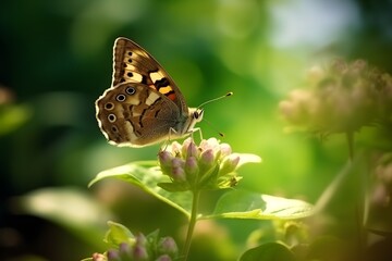 Naklejka na ściany i meble Beautiful butterflies in the flower garden. made with Generative AI 