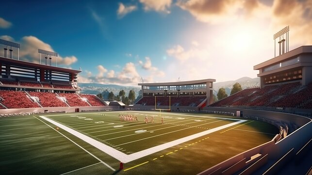 Realistic american football stadium Generative AI