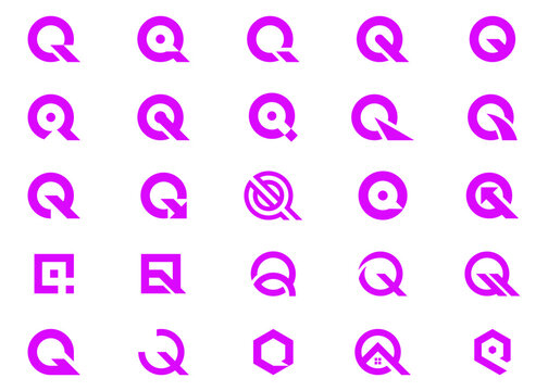 Initials letter Q abstract set logo design vector
