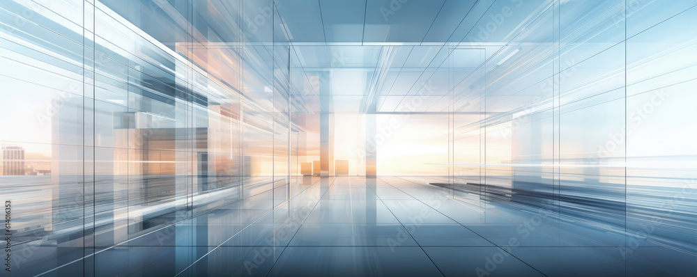 Wall mural a minimalist panorama featuring sleek lines and transparent layers, representing the transparency an