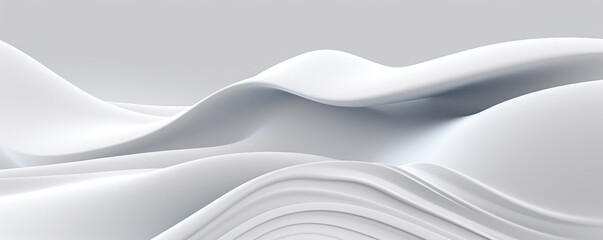A minimalist panorama featuring white abstract lines and curves, capturing the elegance and fluidity of technological design
