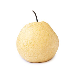 Single fresh yellow Chinese pear isolated on white background with clipping path