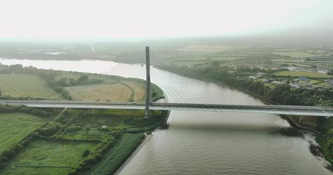 A road bridge. Cable-stayed bridge over the River Suir in Ireland