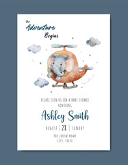 baby shower watercolor invitation card