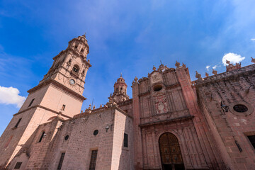 Fototapeta na wymiar Mexico, Morelia, popular tourist destination Morelia Cathedral on Plaza de Armas in historic center.