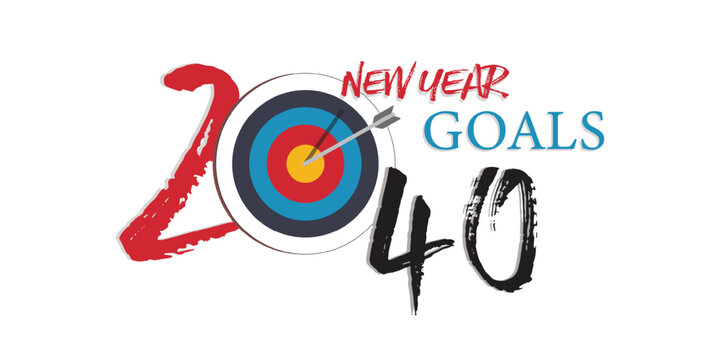 2040 New Year business goals. Cover of business diary for wishes.Vector illustration modern layout template