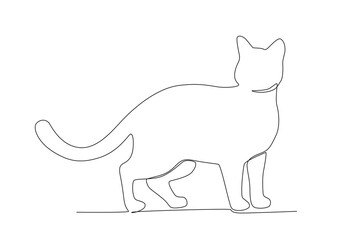 A cute pet at home. International cat day one-line drawing