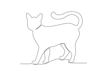 An adorable pet cat. International cat day one-line drawing