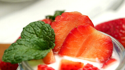 Strawberries desert with cream