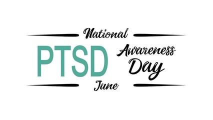 national ptsd awareness day animation. 4k animated greeting card. gift card. green screen and alpha channel.