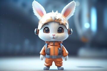 Cute baby bunny character, Generative AI