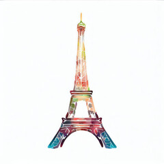 Fototapeta na wymiar Eiffel Tower Serenity: Watercolor Illustration, Generative AI