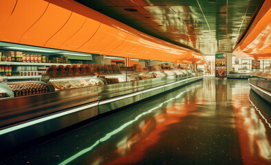 Generative AI Sibiu, Romania - May, 2 2022: Empty snack bar in CineGold cinema in Promenada Mall, one of the biggest shopping centers in Sibiu
