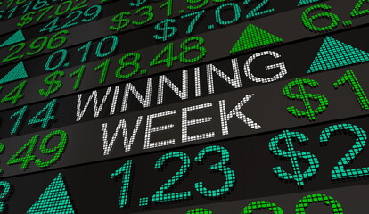 Winning Week Great Stock Market Performance Increase Bull Share Prices 3d Illustration
