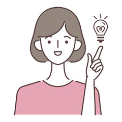 アイデア・ひらめきがある女性・上半身