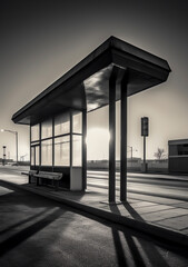 Generative AI Little bus stop at night in the suburbs of Melbourne, Australia.