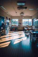 Generative AI View of the interior of elementary school.